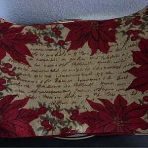 Red Poinsettia Flowers Berries Placemats Tapestry Decoration Set of 6